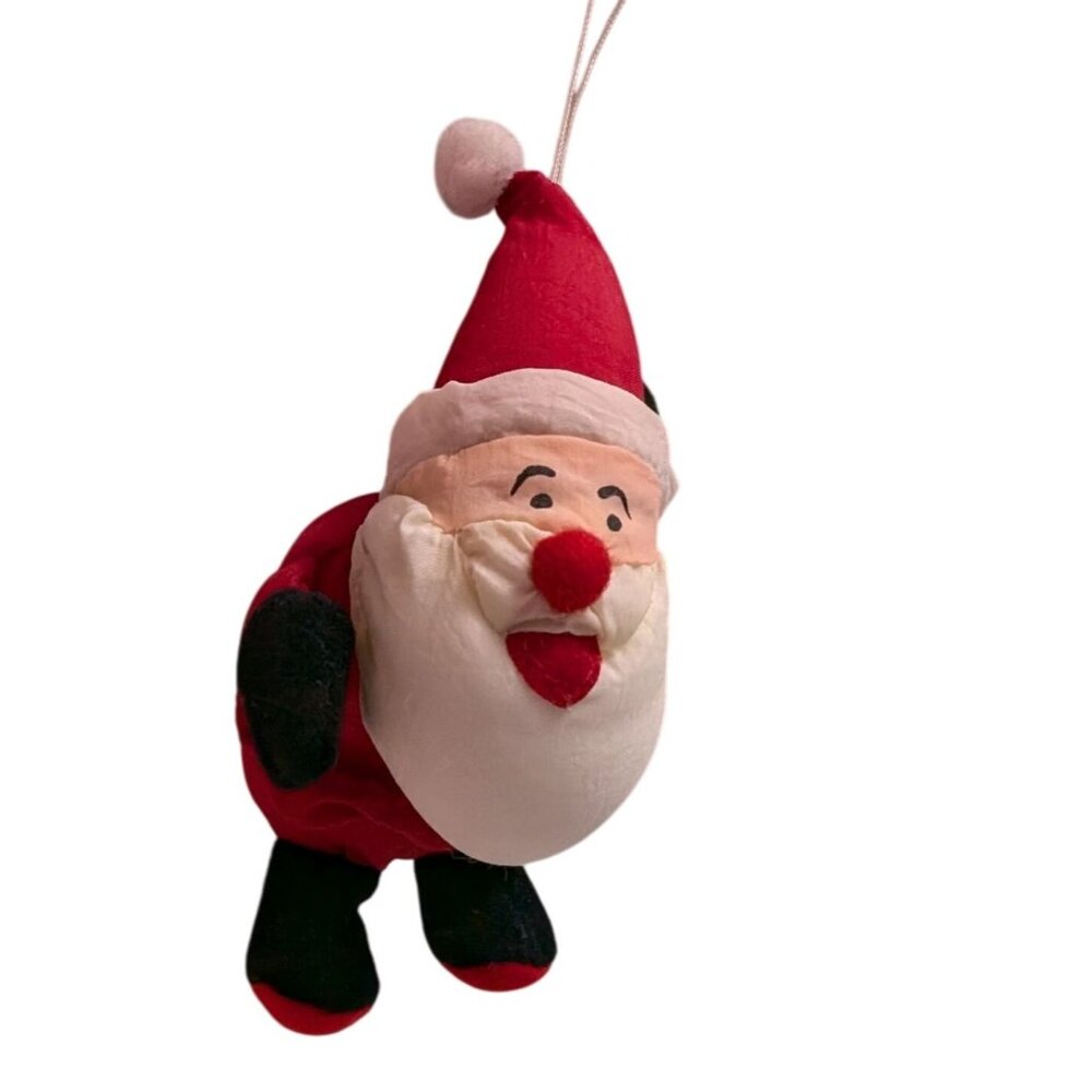 Tom Wat nylon santa ornament stuffed 4 inch Holiday Christmas vintage Rare Find